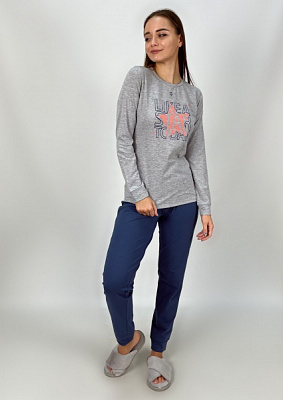 Пижама женская Roksana Ассорти №1298/16955 р. 44 синий с серым