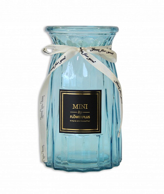 Ваза стеклянная голубая Crystal Nicole mini 18 см YIWU