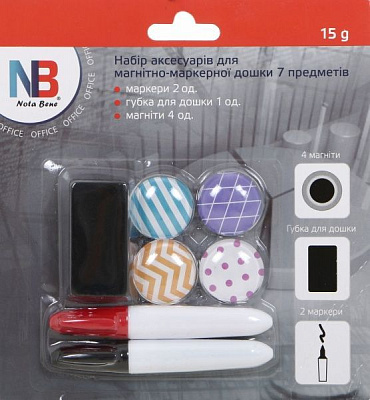 Набір аксесуарів для магнітно-маркерних дощок 7 шт. Nota Bene