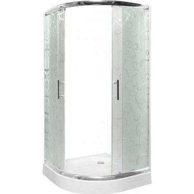 Душевая кабина UP! (Underprice) R-522 PT 01 900x900x1940 профиль хром, стекло прозрачное с рисунком