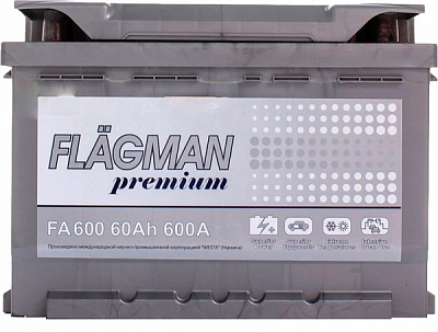 Аккумулятор автомобильный 6ст-60 АЗ PREMIUM 242х175х175 мм 60Ah 600A 12V «+» слева