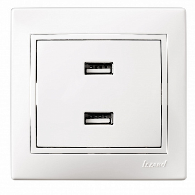 Розетка USB Lezard Mira білий 701-0202-192