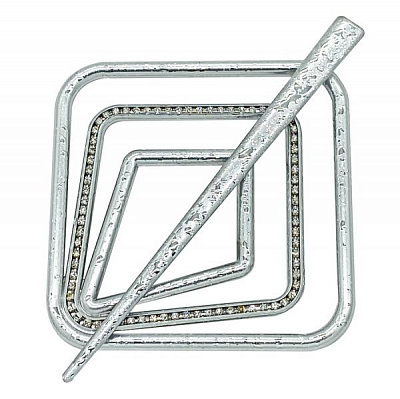 Заколка Квадрат Элит 85х85 мм мокрое серебро В0021-2а MISLT