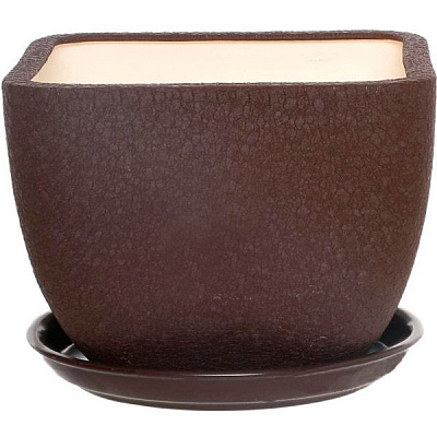 Горшок керамический Ориана-Запорожкерамика Ноктюрн №2 шелк шоколадный квадратный 4,8л темный шоколад (106-2-039) 