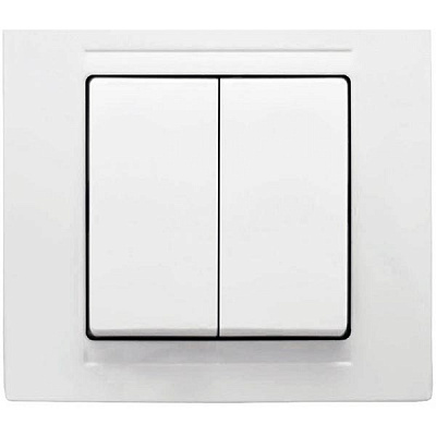 Вимикач двоклавішний Gunsan Moderna без підсвітки 10 А 250В IP20 білий MD 29 11 103