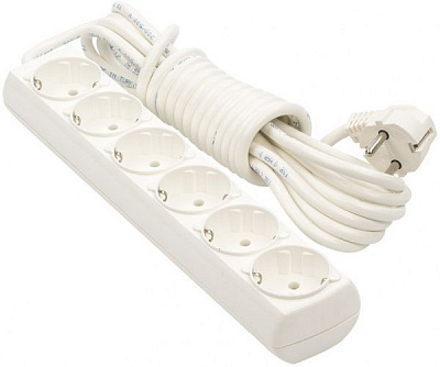 Удлинитель Borsan с заземлением 6 гн. белый 5 м BR-1556-5 