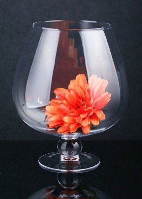 Ваза коньячка стеклянная 28 см прозрачная