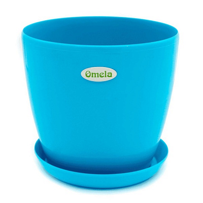 Горщик пластиковий Омела Глянець 0,8 літра круглий світло-блакитний