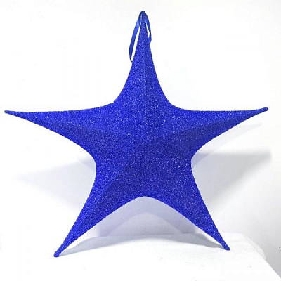 Декорація новорічна Зірка з блискітками синя Z110B 110 см
