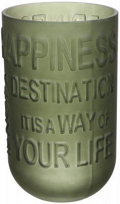 Ваза стеклянная Home 25,1 см зеленая матовая 