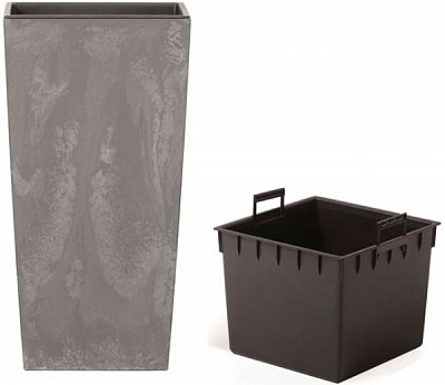 Горщик для квітів Prosperplast Urbi Square Effect 265мм з вкладишем квадратний 35л маренго (66374-425)
