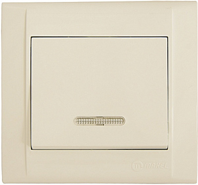 Вимикач одноклавішний Makel Defne з підсвіткою кремовий 42010021