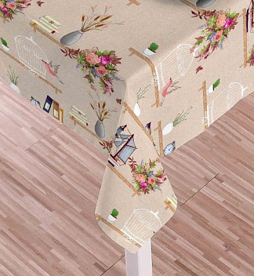Скатерть Фантазия 180x137 см бежевый с рисунком Даріана 