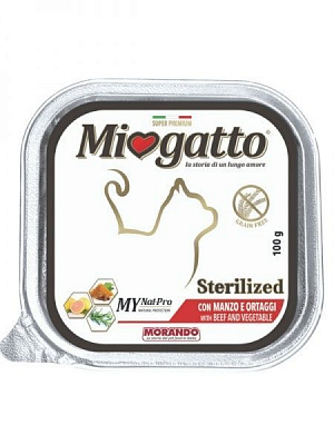 Корм Morando MioGatto Sterilised для стерилизованных кошек, говядиной и овощами 100 г