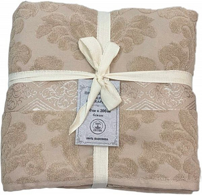 Простынь махровая жаккард 200x220 см бежевый 