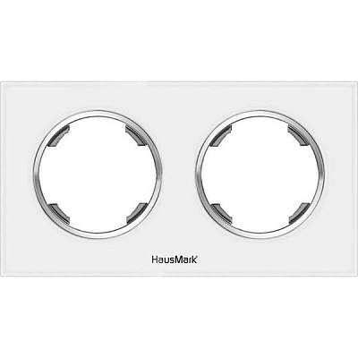 Рамка двухместная HausMark Bela универсальная белое стекло SNG-FRG.RD20G2-WH