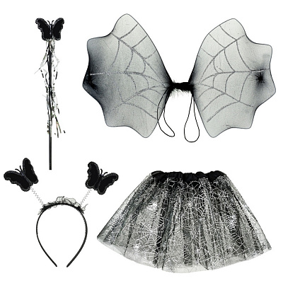 Костюм дитячий карнавальний Shantou спідниця, крила, обруч, чарівна паличка чорний E2506-2