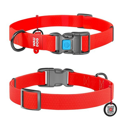 Нашийник WAUDOG Waterproof водостійкий 2,5х35-58 см червоний