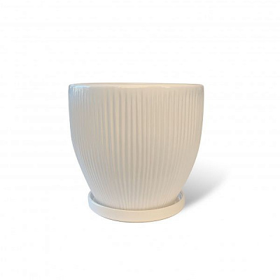 Горщик керамічний Резон Гофре білий