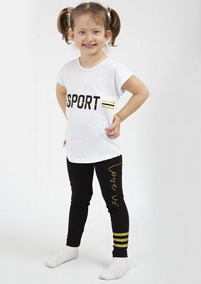 Комплект для девочек Roksana Active р.122-128 белый-черный №0020/12144 