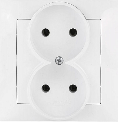 Розетка подвійна без заземлення Ospel Impresja 16 А 250 В без шторок білий