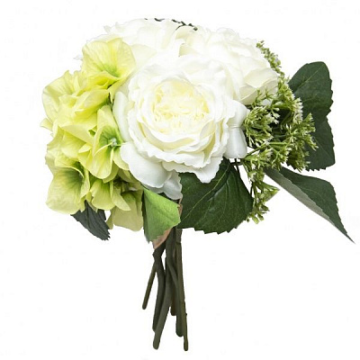 Букет искусственный Роза, Гортензия, Аллиум, 31 см.