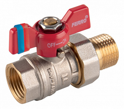 Кран кульовий Ferro F-Comfort 20 бар ручка «метелик» вр-зн 1/2” KFCS1