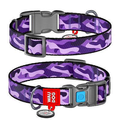 Ошейник Waudog Nylon Фиолетовый камо 15 мм Д 23-35 см