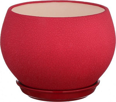 Горшок керамический Ориана-Запорожкерамика Шар шелк круглый 4,1л бордовый 
