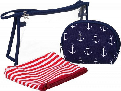 Набір косметичок Якоря 3 шт. B107-8 блакитний із червоним