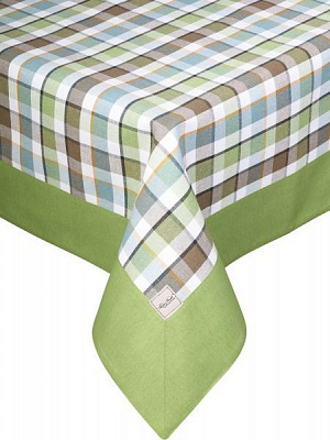 Скатерть Scotland Green с кантом зеленая полоска 140x180 см зеленый La Nuit 