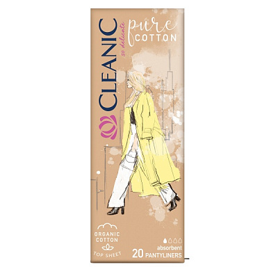 Прокладки ежедневные Cleanic Pure Cotton 1 капля 20 шт.