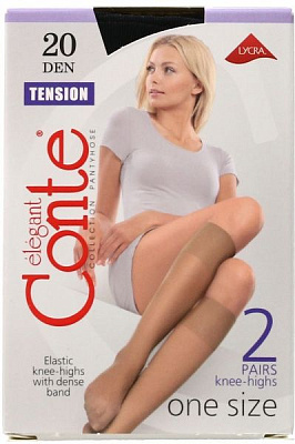 Гольфы женские Conte Tension 20 den 2 пары р. one size черный 