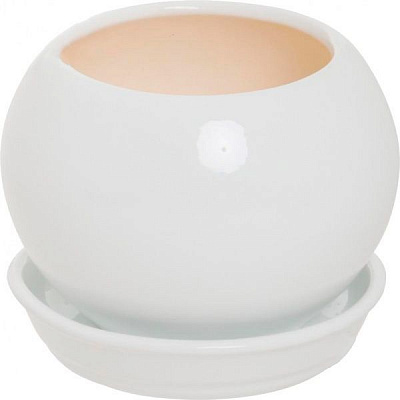 Горщик керамічний Оріана-Запоріжкераміка Куля глянець круглий 4,1л білий