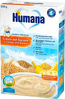 Каша молочная Humana от 6 месяцев 5 злаків із бананом 200 г 