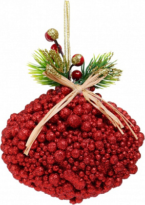 Декоративна підвіска Дзига з декором 10 см червоний HL21-20