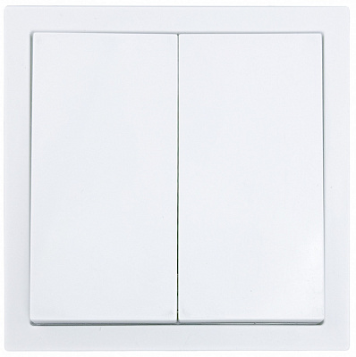 Механизм выключателя двухклавишный HausMark Juna без подсветки белый