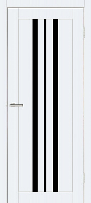 Дверное полотно ОМиС Lego 055 BG (с фрезерововкой п/з 96/85) ПО черное стекло 600 мм белый эмалекс