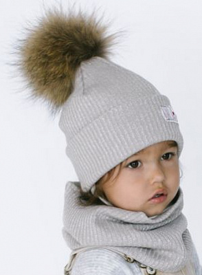 Комплект шапка + снуд для девочек Dembo House Майя р.48-50 бежевый 