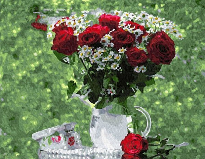 Картина по номерам Розы с ромашками bk_1242 BookOpt 