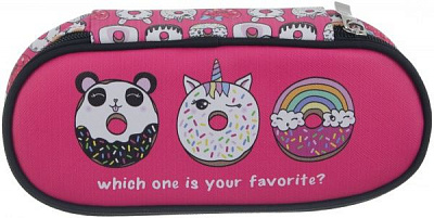 Пенал-бокс Три пончика черный с розовым