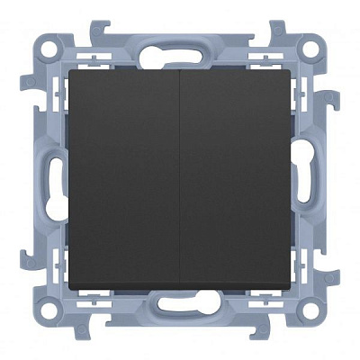 Вимикач двоклавішний Simon 10 без підсвітки 10 А 250В чорний матовий CW5.01/49