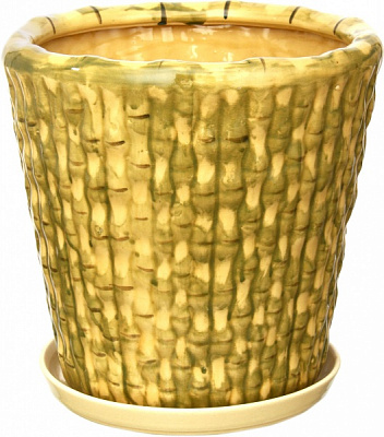 Горшок керамический с поддоном круглый 31,7л (1994б4) бежевый 