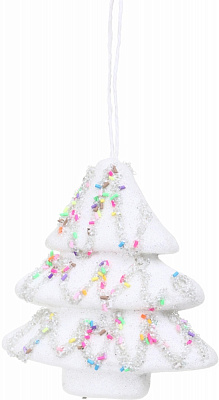 Декорация новогодняя Китай Елка с бисером YE2742W 12 см белый