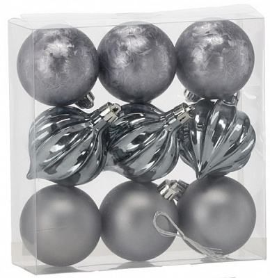 Набор елочных шаров Тайм Еко микс d 6 мм 9 шт./уп.