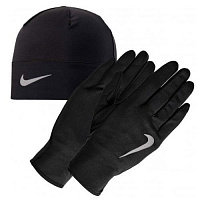 Комплект шапка+перчатки Nike MEN'S RUN DRY HAT AND GLOVE SET N.RC.37.082 S-M черный