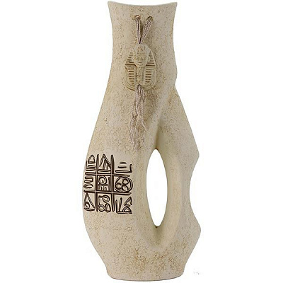 Ваза керамическая бежевая Грета иероглифы 38х8 см