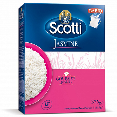Рис Riso Scotti довгозернистий Жасмін у пакетиках 3х125г 375 г