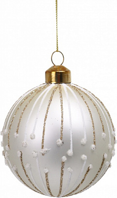 Елочная игрушка в форме шара с декором стеклянная 8 см 8 мм золотой ABT620080