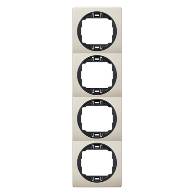 Рамка четырехместная Aling-Conel Eon вертикальная бежевый/черный E6714.9E